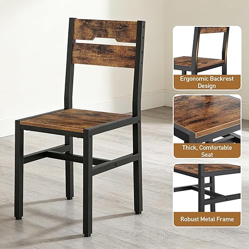 Miniatura 5 de Juego de mesa de comedor para 4, juego de mesa de cocina extensible con 4 sillas, mesa de comedor con marco de metal sólido y tablero de MDF, mesa