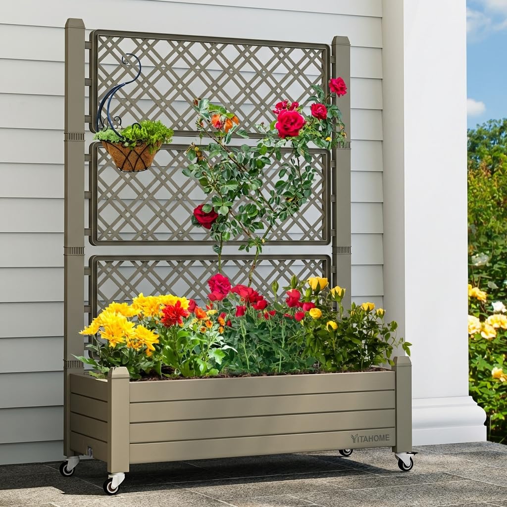 YITAHOME Planter Box with Trellis
