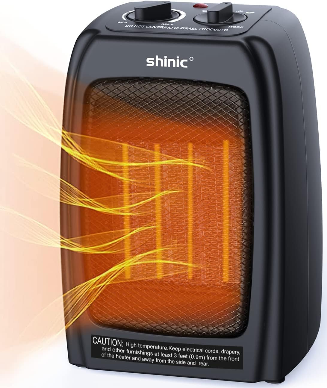 shinic Space Heater for Indoor Use 1500W 750W ECO Ceramic Space Heater 1s Fast Heat Overheat and Tipover