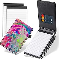 Vista 16 de Juego de 4 mini bloc de notas de bolsillo, diseño de pez Koi japonés de piel sintética, soporte para notas con 2 ranuras para tarjetas, 1 lápiz