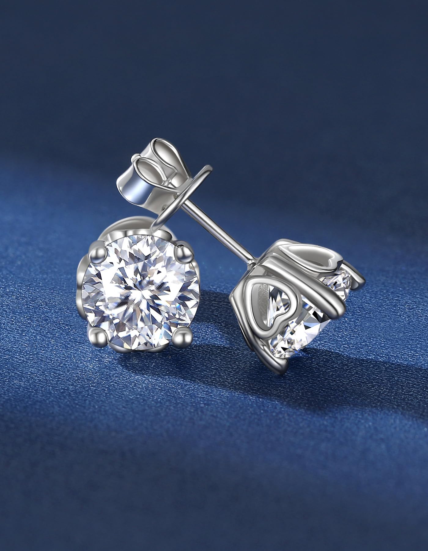 MomentWish Moissanite Ohrringe Silber 925 Ohrstecker Damen Diamant Stecker | 1-4 Karat Ohrring Damen Echt Silber Hypoallergen Schmuck Geschenk für Frauen Weihnachten Valentinstag 4/5/6.5/7.5/8mm