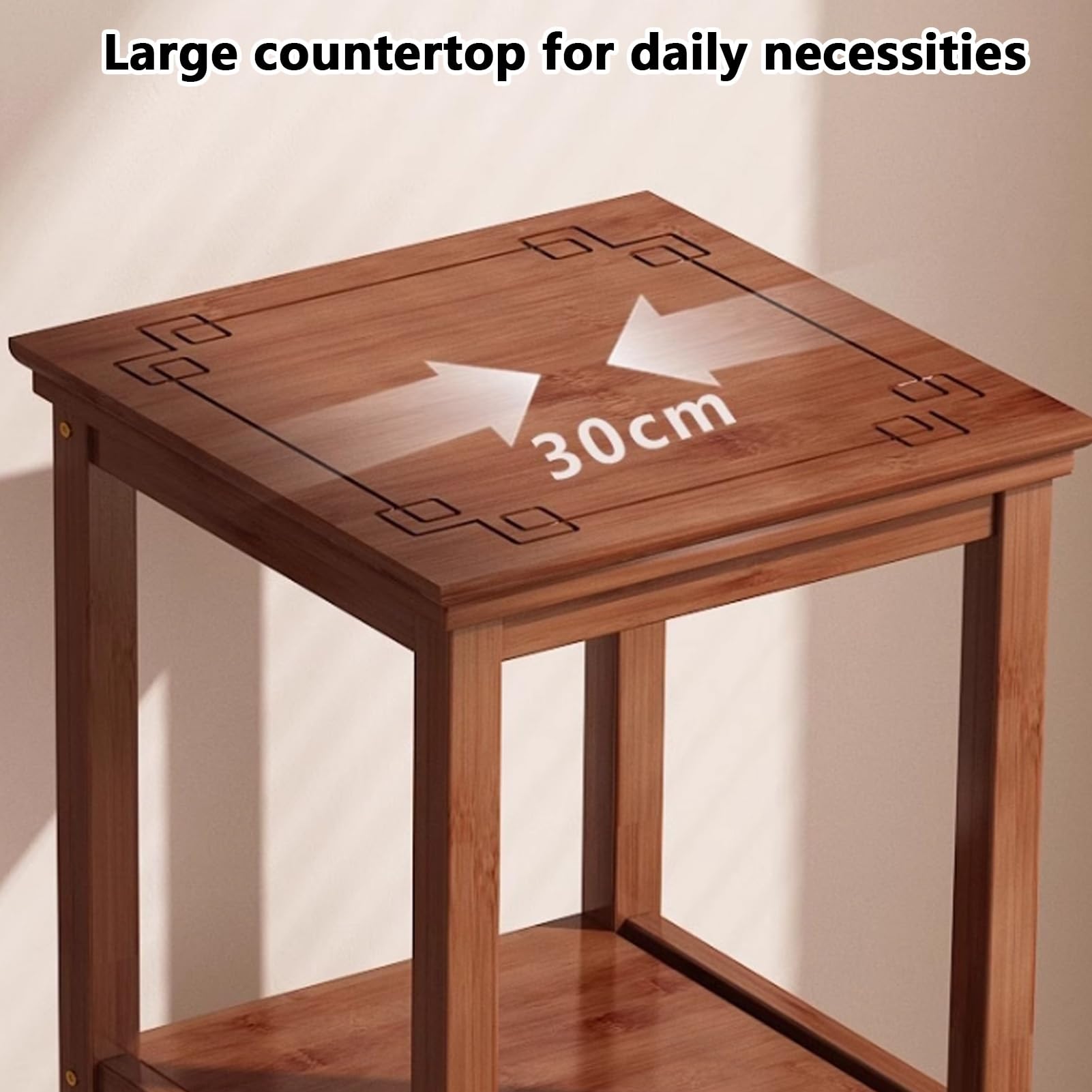 Armadietto portaoggetti per router WiFi, in bambù, organizer per nascondiglio e modem, per la gestione dei cavi della ciabatta, per la casa (marrone, altezza 85 cm)