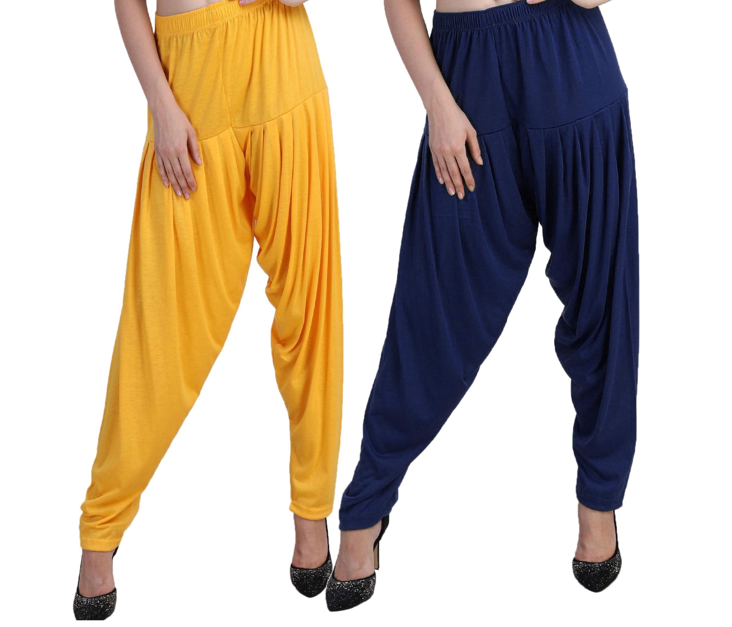 Women Pleated Pattern Viscose Dhoti Solid Patiyala Salwar Harem Bottom Pants Pack 2-image-19