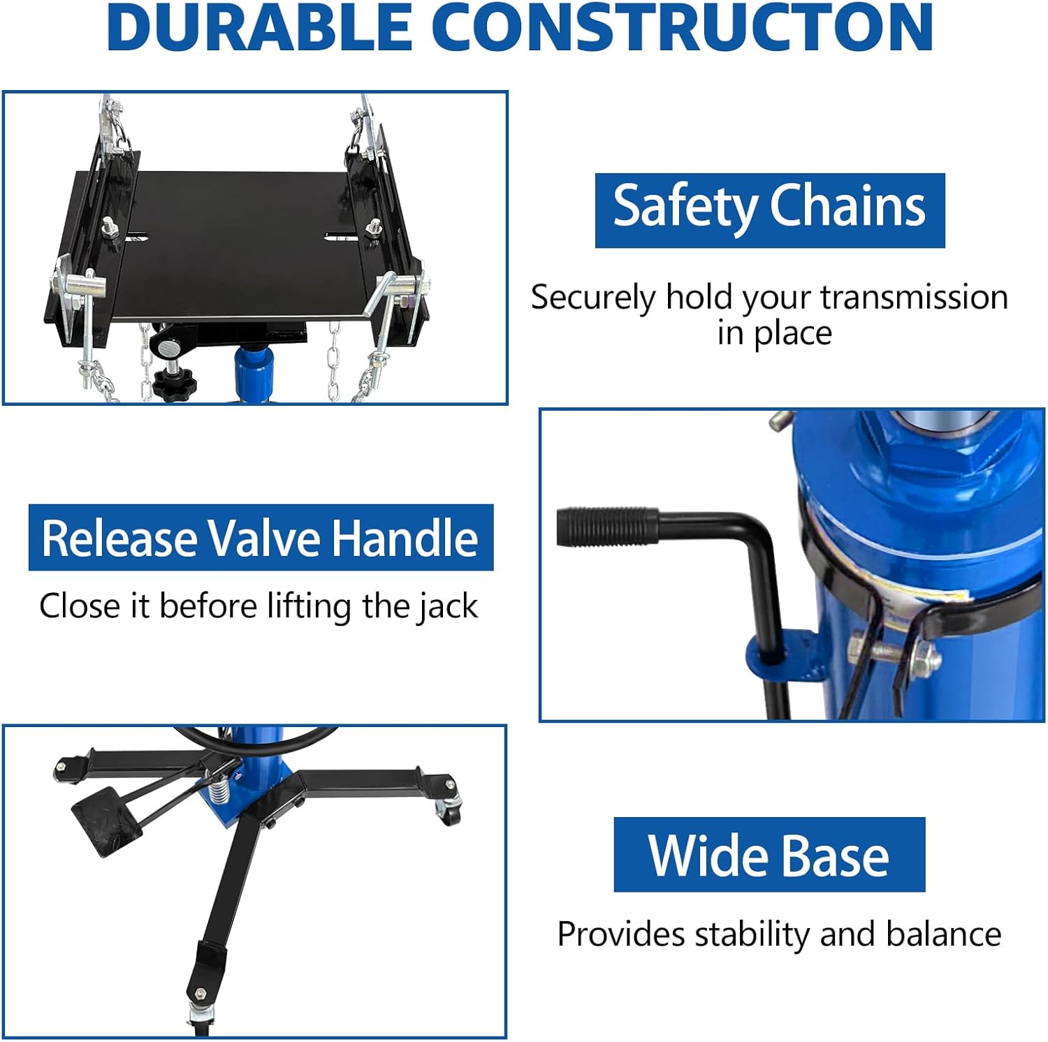 1660 LBS Transmission Jack, Hydraulic Telescoping Jack with 30° Tilt Saddle, 34"-68" Lifting Range, 4 Swivel Casters & Safety Chains for Automotive Light Truck Installation Removal