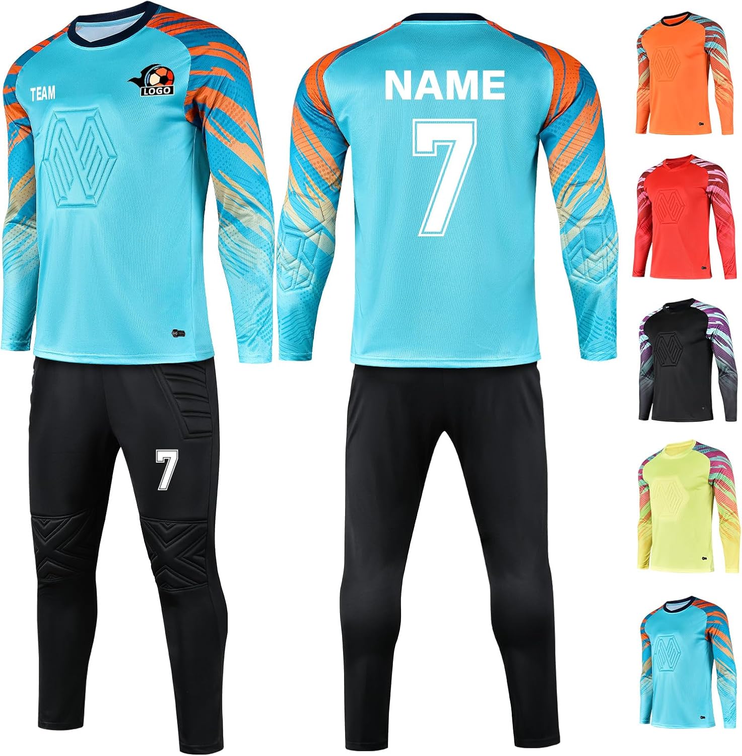 Custom Padded Goalie Jerseys for Kids Youth Adults with Name Number Team Logo Personalized Soccer Mens Goalkeeper Jersey