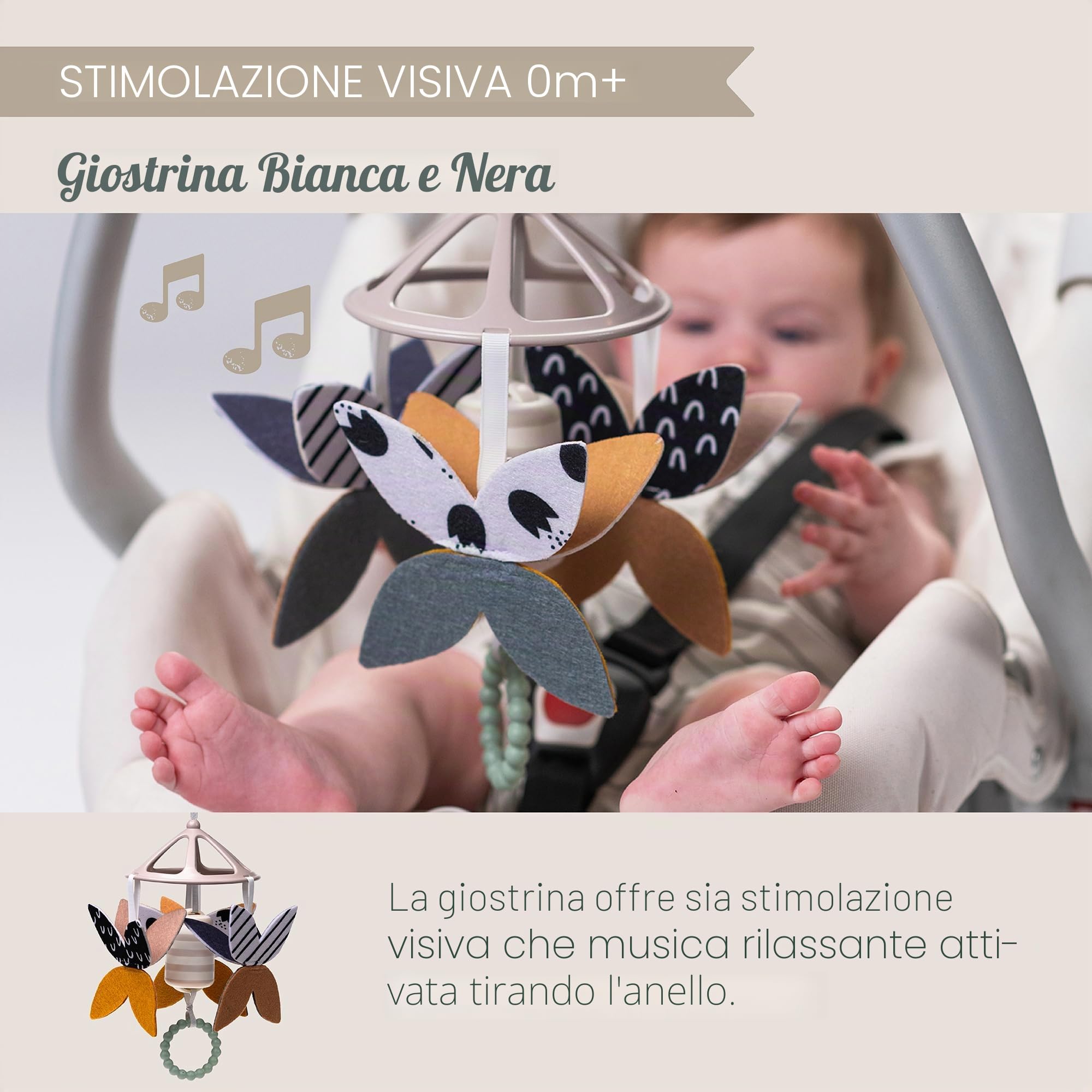 Taf Toys Confezione regalo per neonati in bianco e nero 10 giocattoli per neonati ad alto contrasto con sonaglio mobile, libro sensoriale e altro ancora giocattoli essenziali per la pancia ideale per