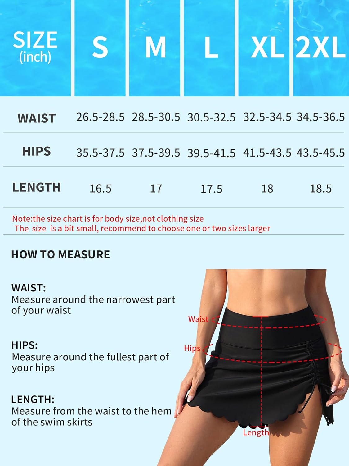 ANFILIA Women's High Waisted Swim Skirt Bottoms Ruched Scallop Trim Bathing Suit Skirts Split Tankini Swimsuit Bottom - Image 6