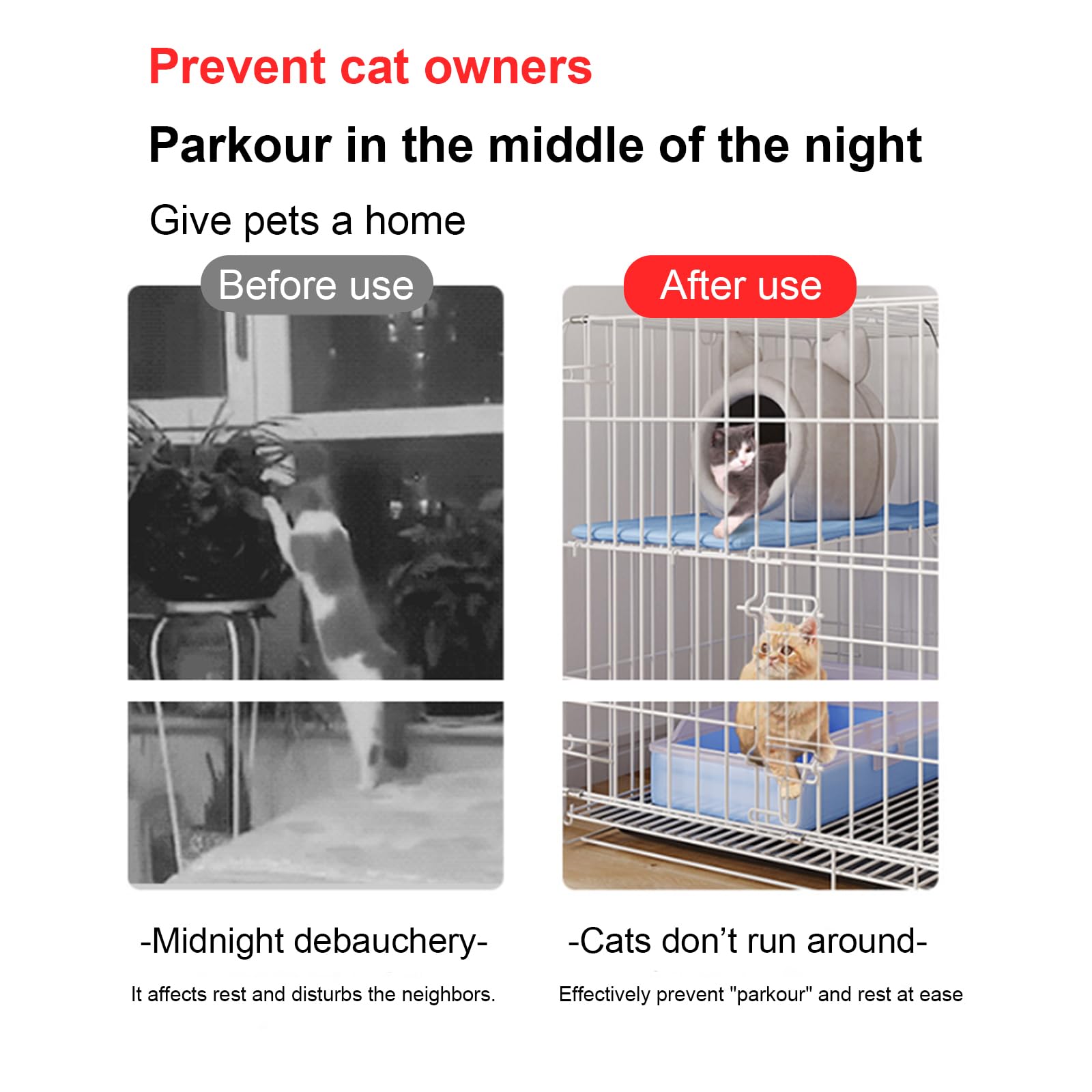 Gabbia per Gatti da Interno, Gabbia per Piccoli Animali in Metallo A 2 Livelli, Cuccia per Gattini con 1 Porta, 1 Scaletta, Vassoio di Base in Plastica Rimovibile Non Masticabile,Bianca,60