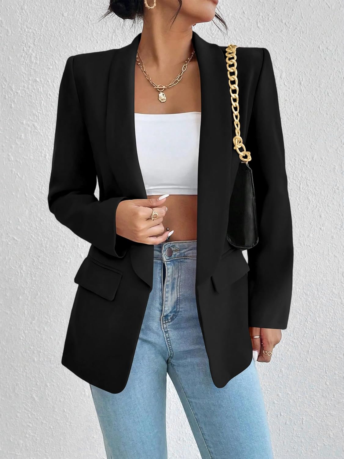 Women Blazer Suit Jacket Notched Collar Casual Work Office Blazers - Image 4