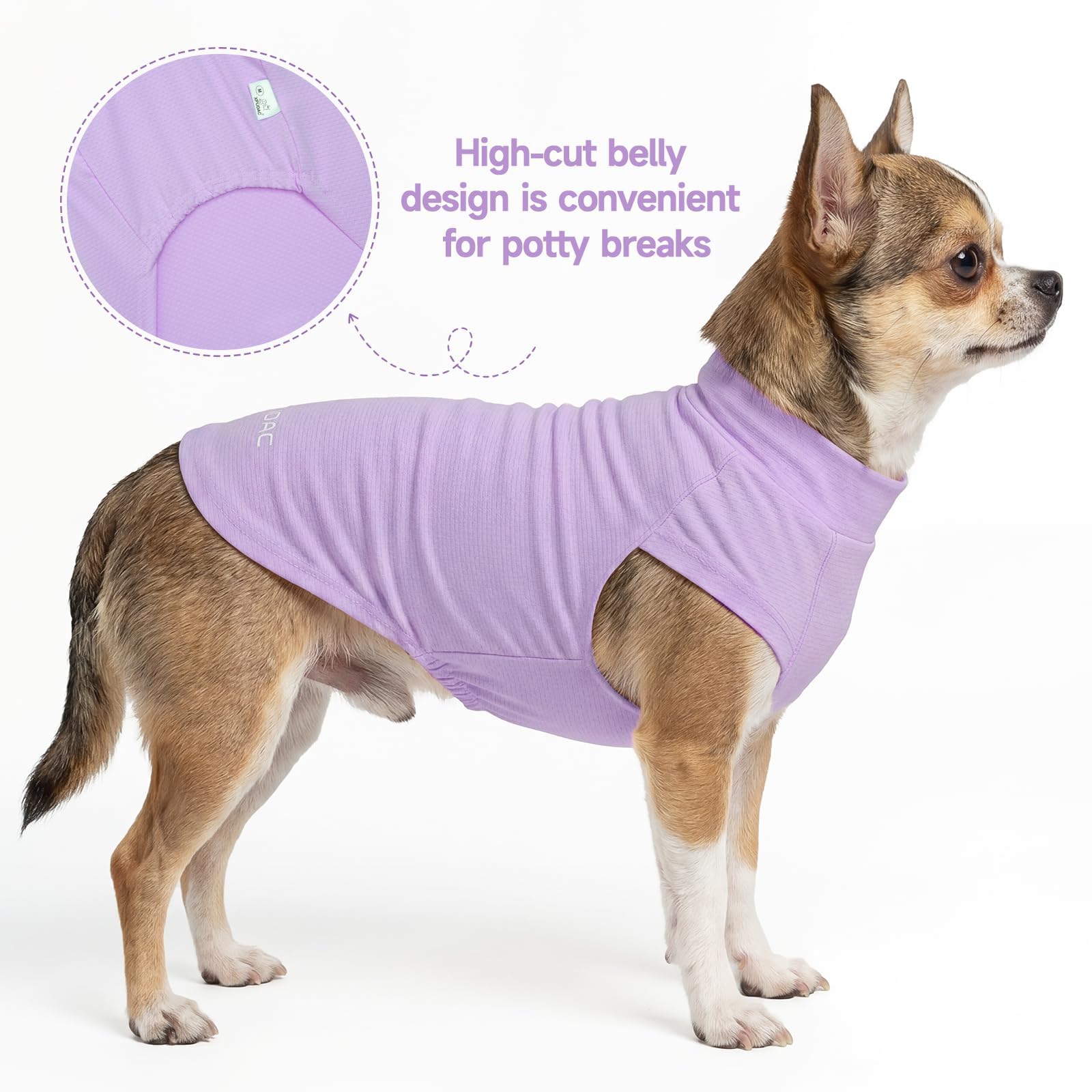 XPUDAC Paquete de 2 camisetas de protección solar para perros, de secado rápido, transpirables, elásticas, ligeras, sin mangas, ropa de verano para mascotas para perros pequeños, piel sensible, suave