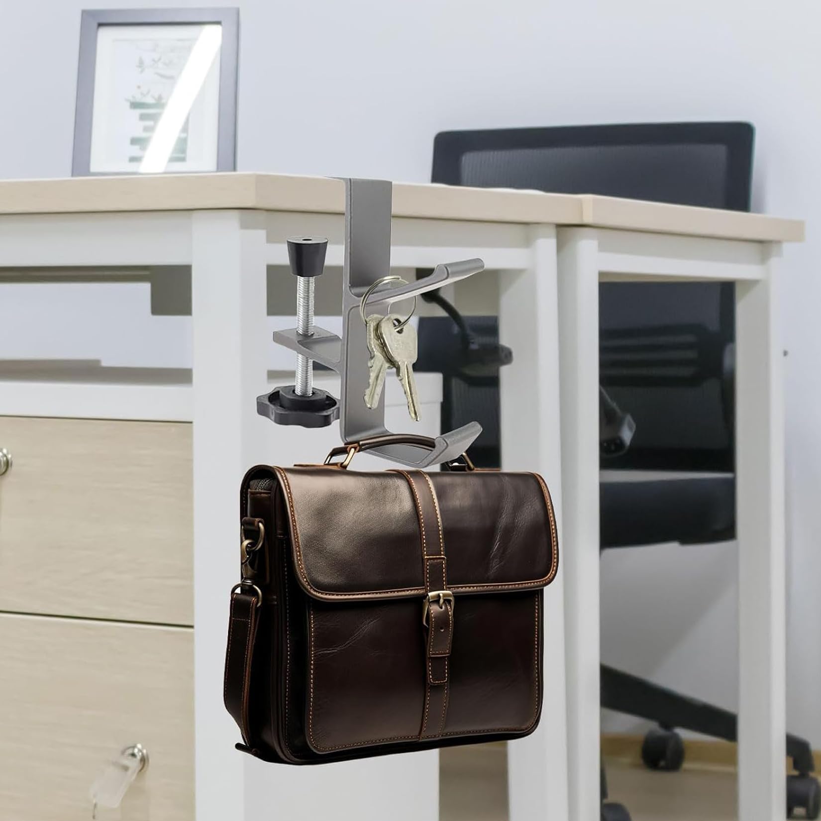 kwmobile Tassenhaken voor Tafel - Set van 2 Draagbare tashangers - Opvouwbare tassenhangers voor tafel - Met leuk Design - In poederroze/blauw/geel