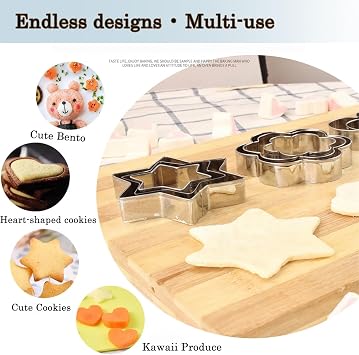 12 Pcs Cookie Cutters Set, Stainless Steel Biscuit Cutters for Baking, Heart Star Flower Round Cookie Cutter Set, Small Metal Cutters for Cookies Cakes Fruits, Valentines Cookie Cutters