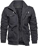 EKLENTSON Men's Winter Cargo Jacket Fleece Lined Thick Thermal Casual Military Tactical Jacket Windproof Cargo Jacket Coat