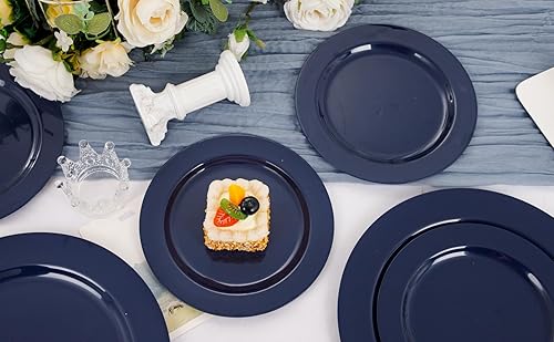 Miniatura 9 de FLOWERCAT 100 platos de plástico azul  Platos desechables azules resistentes para fiestas possoverbodasHanukkah  Incluye 50 platos de cena de 10.25