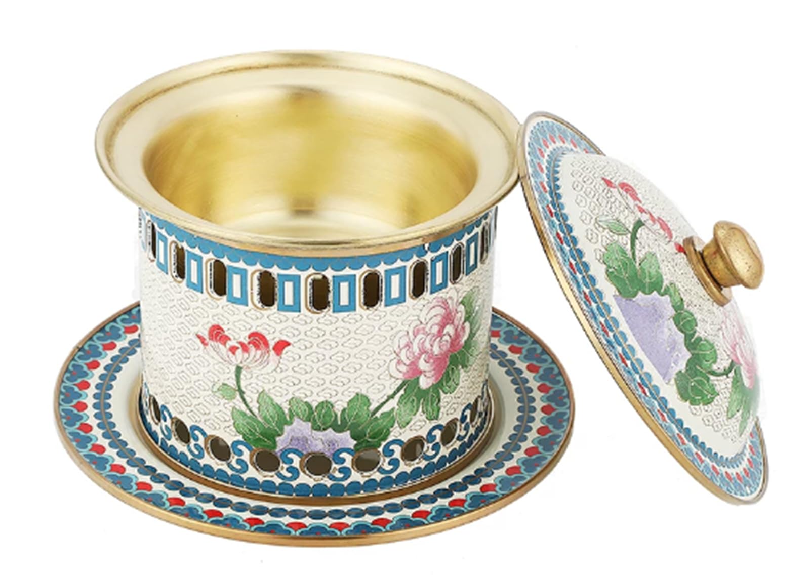 Pentola Cinese in Rame per fonduta, pentola Tradizionale in cloisonné di Pechino, Piccola pentola in Rame per cene in Famiglia, riunioni e Picnic,B