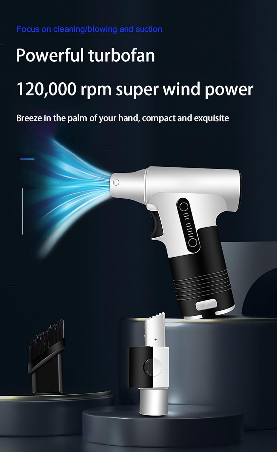 Mini Jet Blower,120000 RPM Cordless Turbo Blower Fan, Handheld Brushless Motor Electric Air Duster for Cleaning, Outdoors, Car