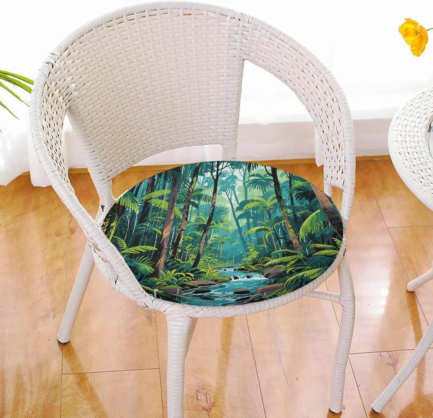 Tropical Rainforest Round Cushion Memory Foam Seat Cushions 15In Comfort Meditation Floor Pillow Anti Slip Soft Stool Cushion Chair Pad for Tatami Living Room Yoga