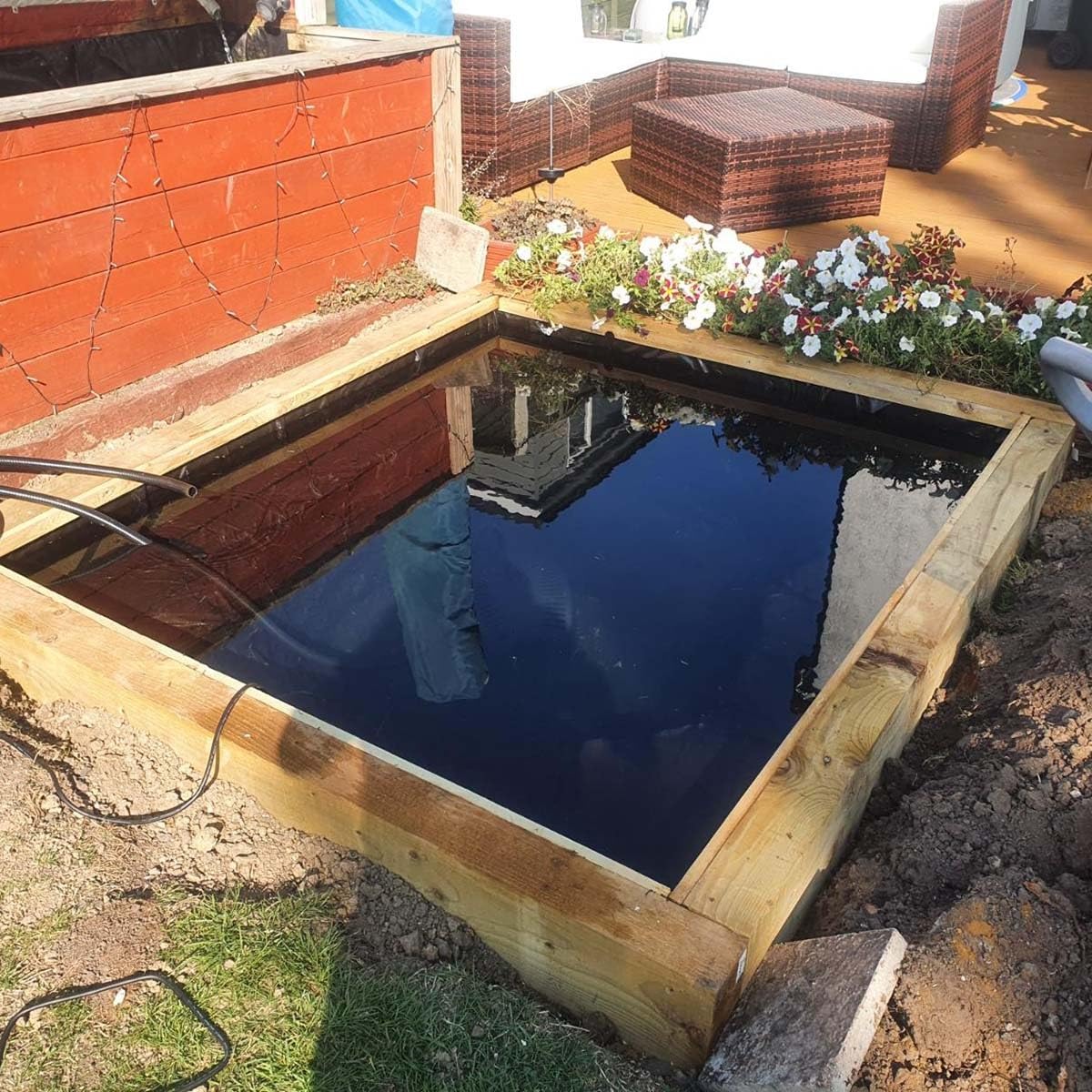 Revestimiento De Goma De Polietileno De Alta Densidad 4.5x5m Flexible Precortado Lona Estanque Negro HDPE Pond Liner para Fuentes De Agua Y Jardines(Tamaño:2x10m/7x33ft)