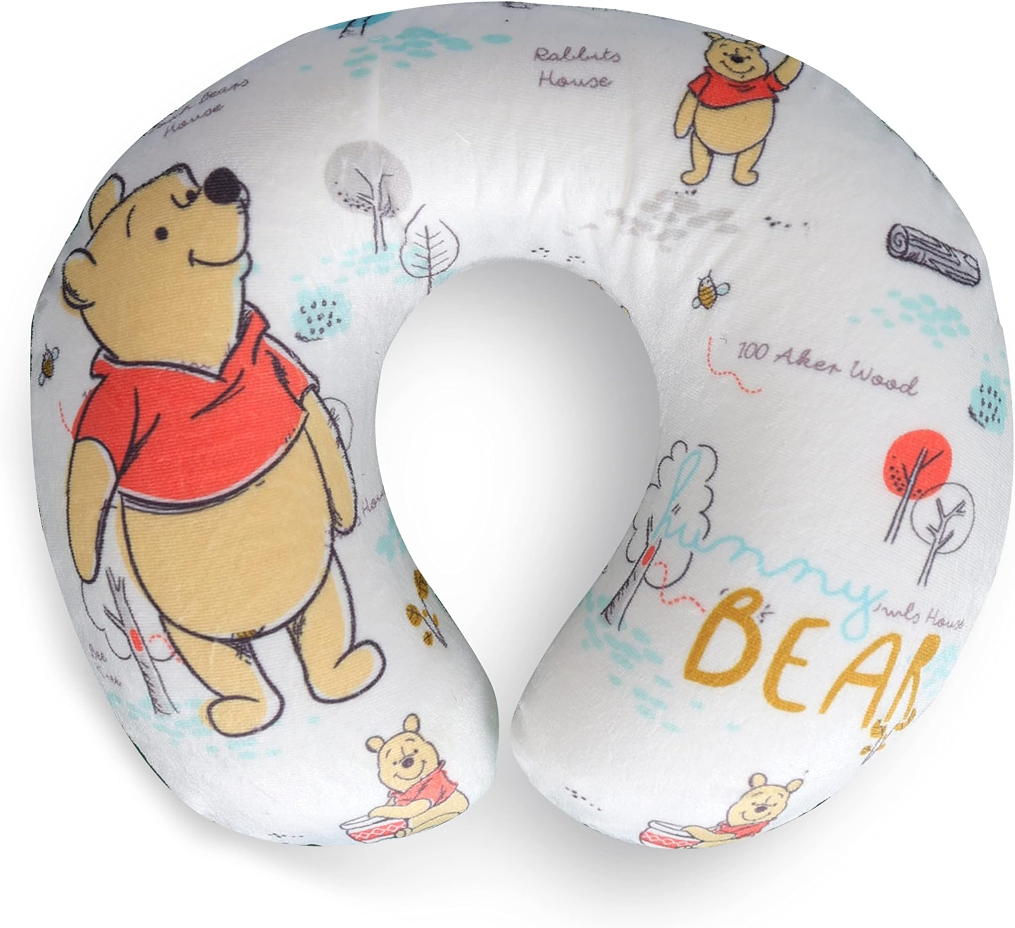 Disney TRHA20948 Winnie The Pooh Baby Memory Foam Neck Pillow for Airplane, Perfect Infant Travel Pillow, Road Trip Essentials, Soft, Washable (Official Product)