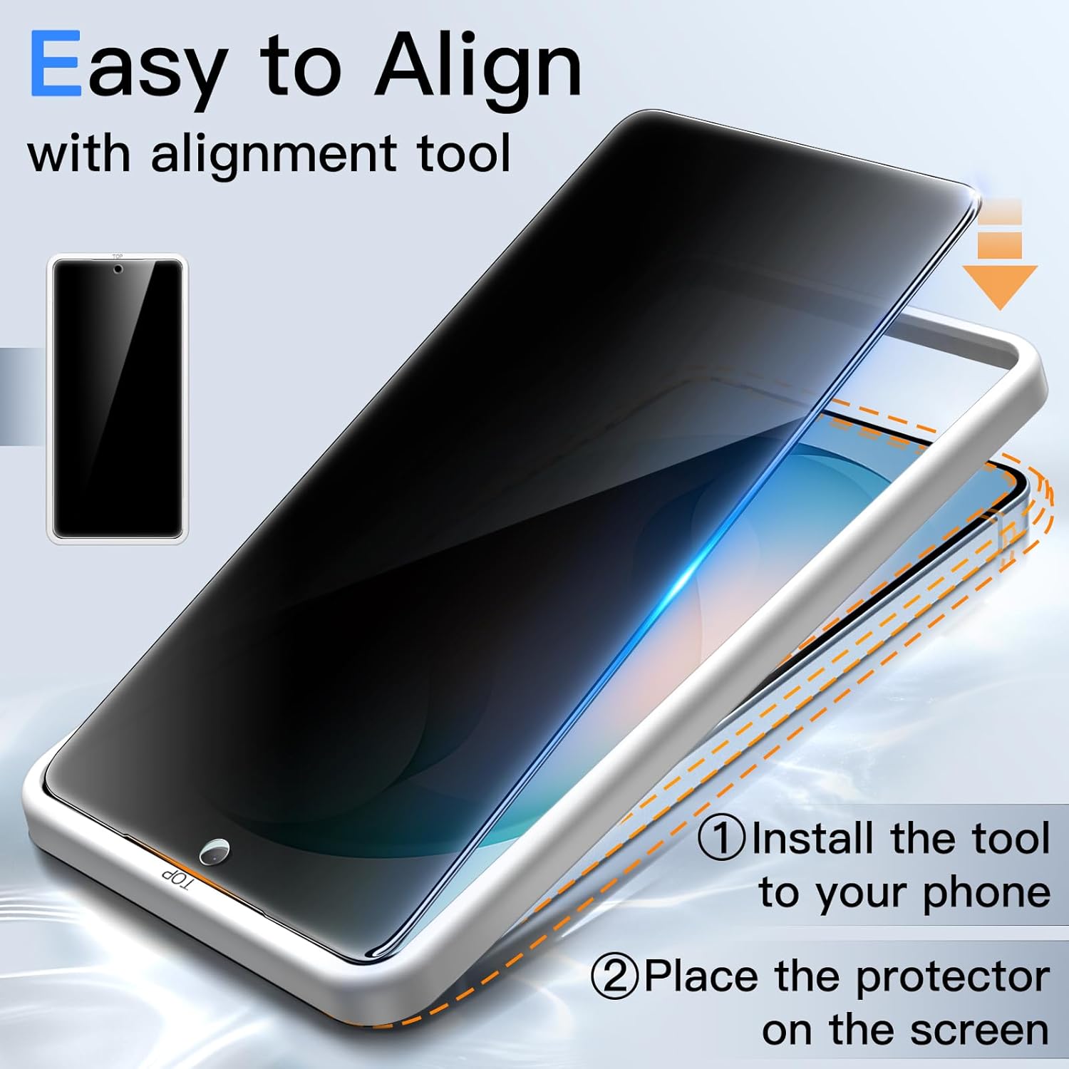 jetech privacy screen protector for samsung galaxy s26 plus, anti-spy tempered glass film with easy installation tool, fingerprint id compatible, 2-pack