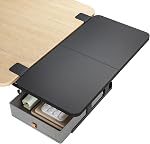 PEGZONE Plateau d'extension de bureau 24" x 12" Étagère de bureau, Extension de bureau avec tiroir de rangement, Bureau de table, Étagère à clavier pour bureau et maison, Organisateur de poste de travail, Moyen, Noir, Extension du bureau, Étanche de bureau sur étagère de Bureau, Clamp sur Keybo