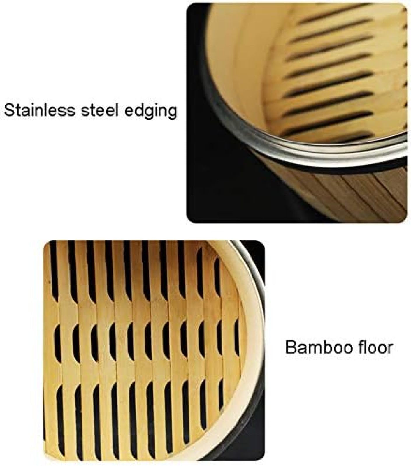 Vaporera De Bambú, Cesta De Vapor Dim Sum, Vaporeras De Comida China De 3 Niveles para Arroz, Albóndigas, Verduras, Carne Y Pescado, Reutilizable, Fácil De Limpiar,24CM