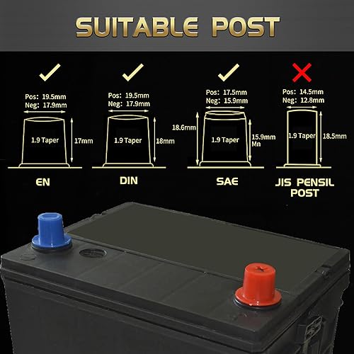 Miniatura 5 de TONDA Terminales de batería, conectores de terminales de batería de calibre 04810 con cuñas y cubiertas protectoras, extremos de cable de batería de