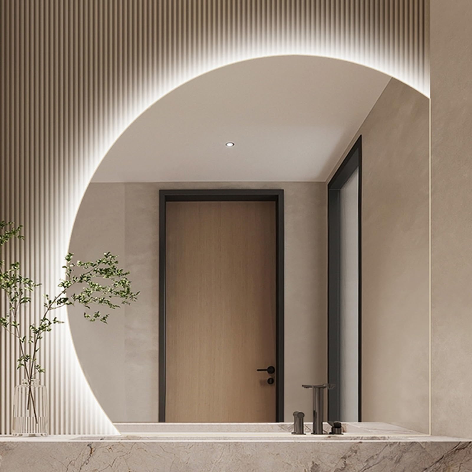 Specchio da bagno retroilluminato a LED, 60 cm, Smart Touch, con 3 impostazioni di colore, specchio da parete illuminato per arredamento moderno e toelettatura