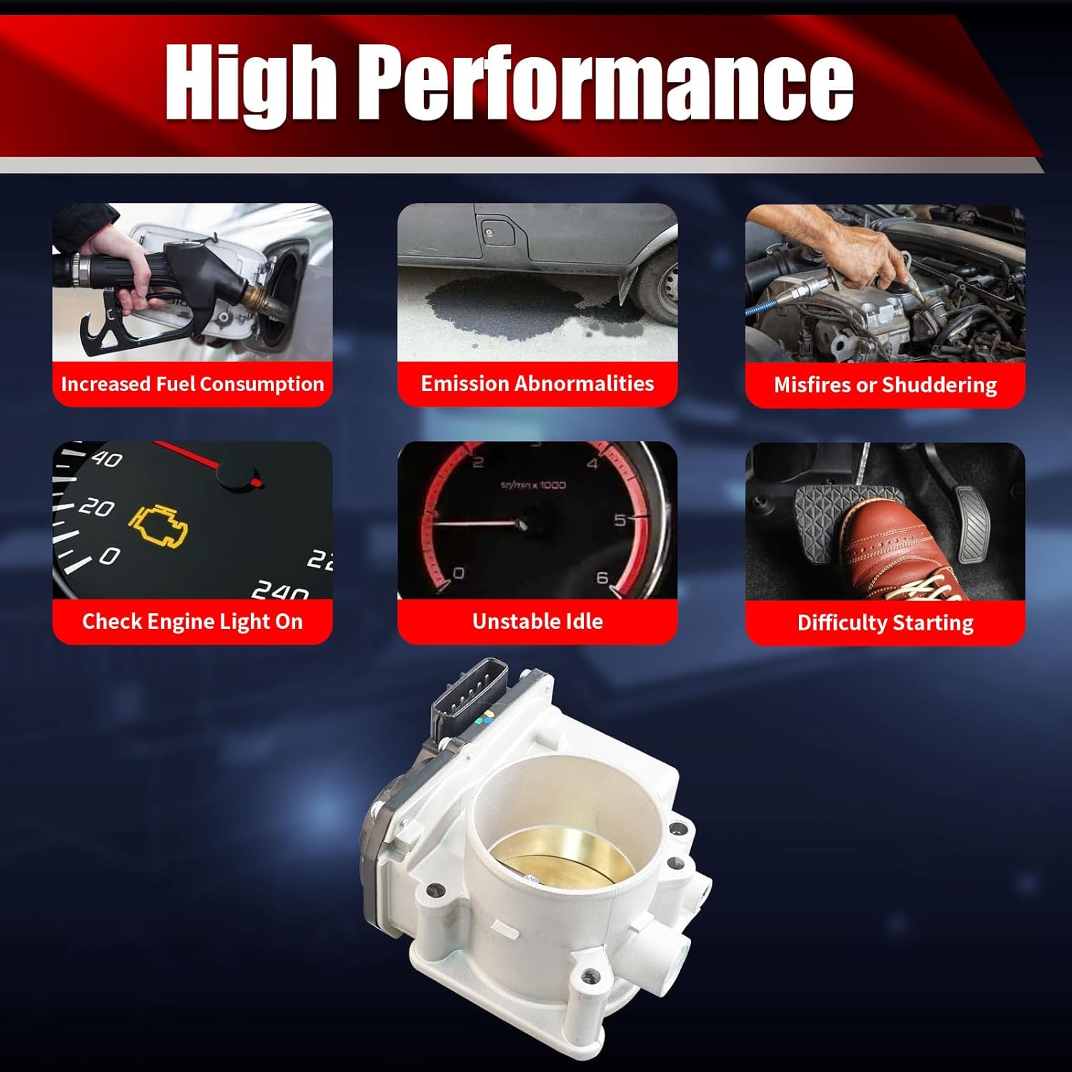 Electronic Throttle Body Assembly 1204455 Compatible with Polaris General Ranger 1000 RZR 570 900 Sportsman 570 Replaces 0280750587