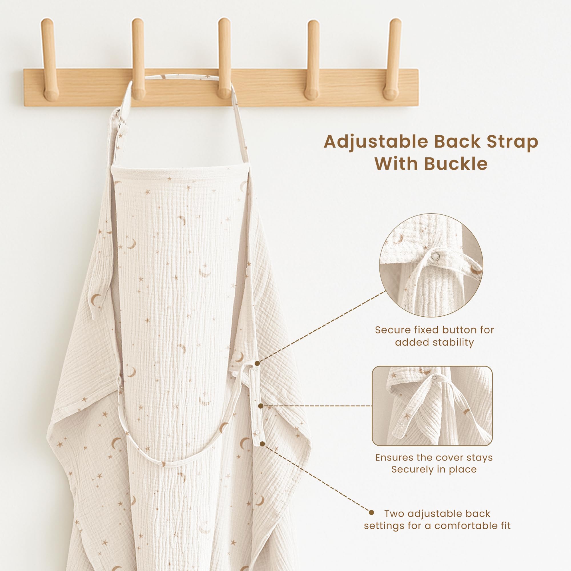 Konssy Paquete de 2 cubiertas de muselina para madres lactantes con aro rígido, 100% algodón, ligero y transpirable, ajustable y cómodo