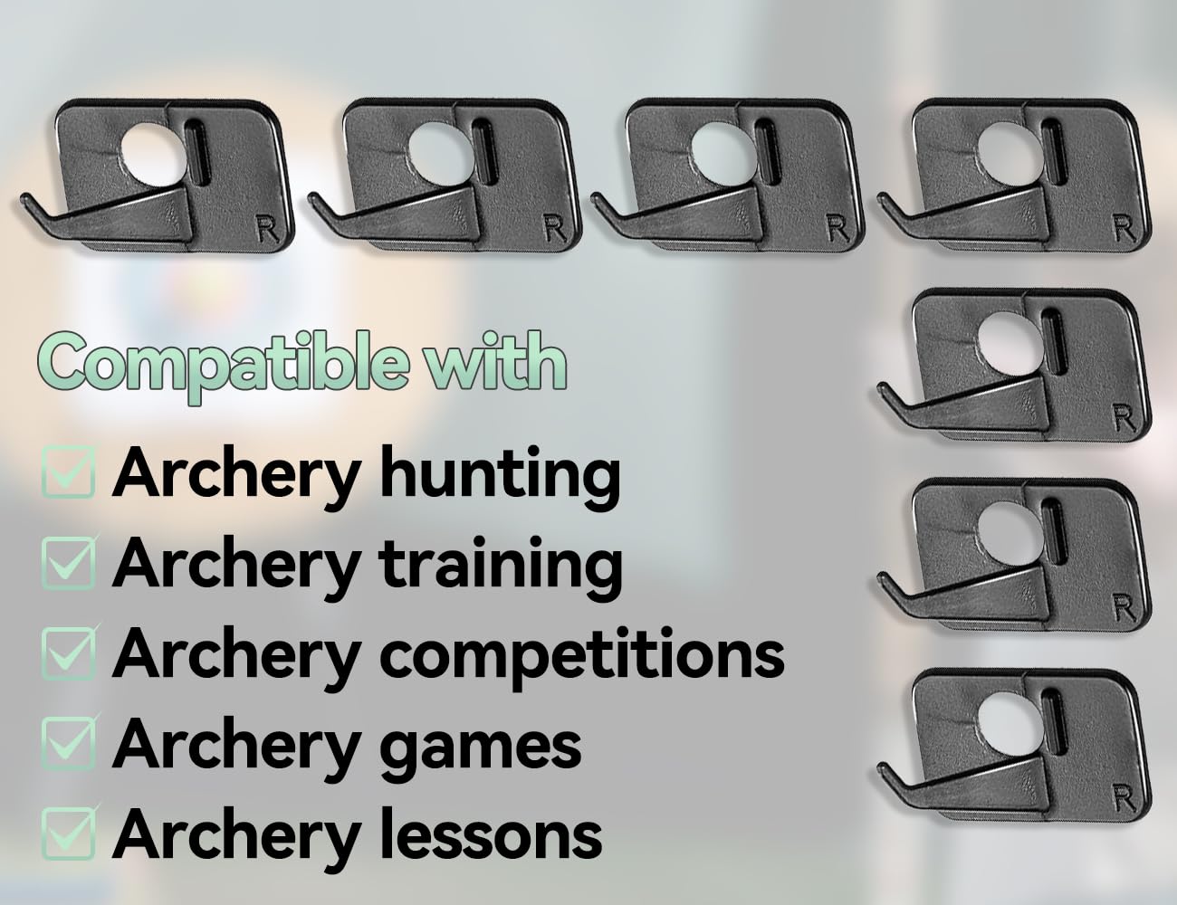 Lot de 7 Repose-flèches pour Arc recourbé, Repose-flèche en Plastique, Repose-flèche avec Dos adhésif, Accessoires de Cible de tir de Chasse, pour arcs à poulies Main Droite (Noir)