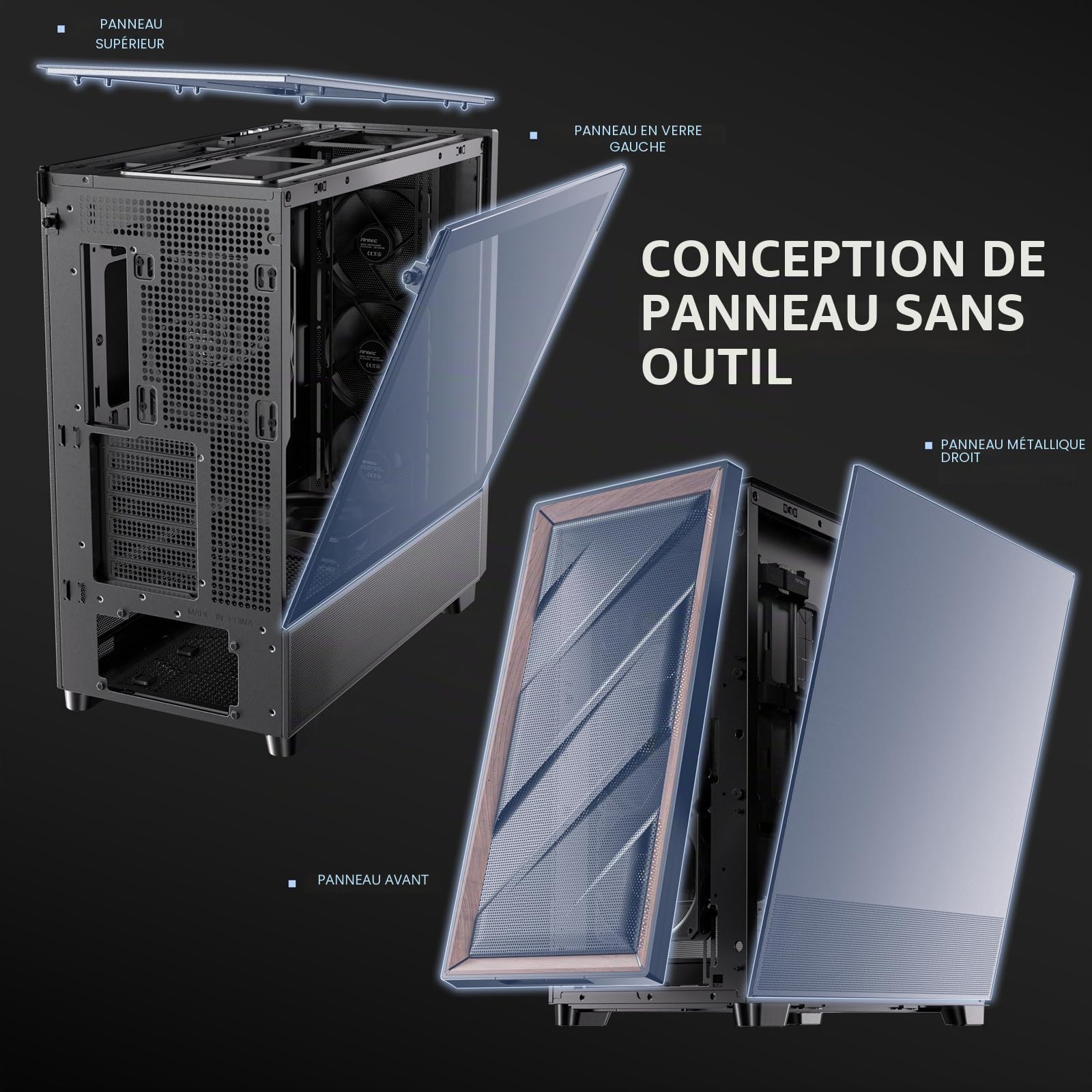 ANTEC Flux Boîtier PC Tour midi Gaming ATX, Noir