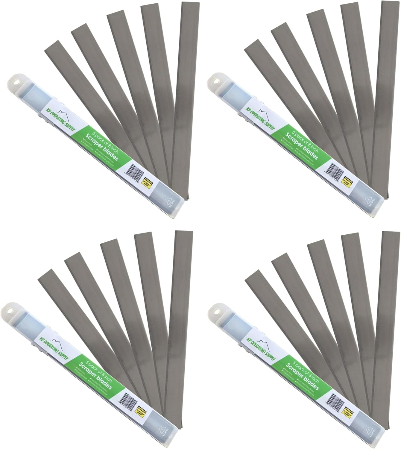 8" Replacement Floor Scraper Blades 20 -Pack - Angled Demolition Scraper Blades for Efficient Flooring Removal and Demolition Razors - Compatible with Telescoping Floor Scrape - by KP Operating Supply