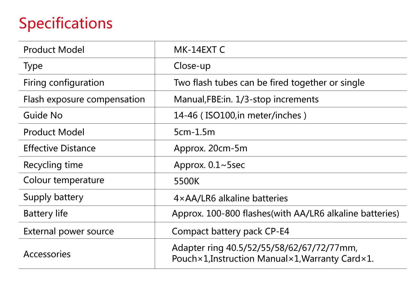 MEKE MK-14EXT-C E-TTL Anello flash macro LED con lampada LED AF Assist per EOS 4000D 70D 77D 80D Rebel T7i T6i T6s T6 T5i T5 T4i T3i SL2 e altre fotocamere DSLR EOS con supporto