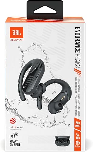 JBL Endurance Peak 3, Écouteurs de Sport sans Fil, Résistants à l'Eau avec Indice de Protection IP68, Jusqu'à 50 Heures d'Autonomie, en Noir - 9
