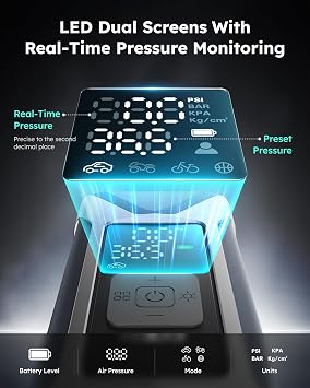 ASMAX T10 Tire Inflator Portable Air Compressor, 160PSI Cordless Electric Air Pump with 7500mAh Battery, Digital Gauge, Auto Shut-off, Fast Inflation for Car, Motorcycle, Bike, Bicycle, Balls