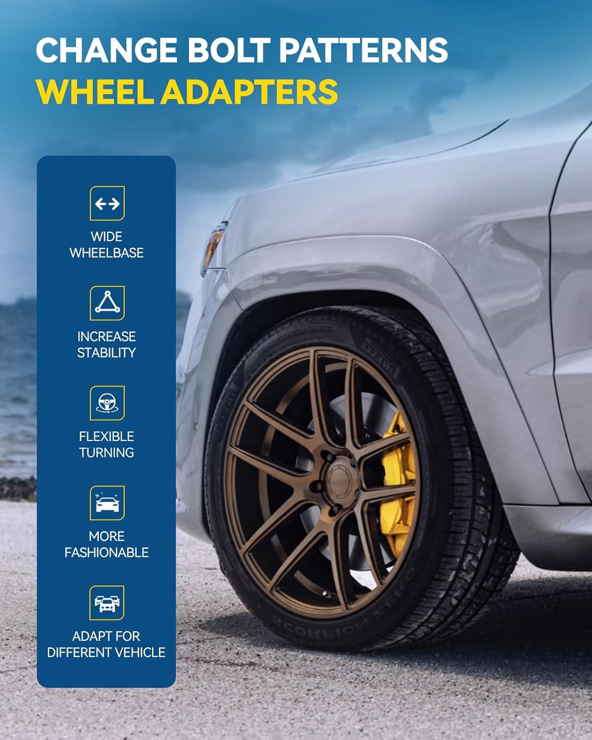 PHILTOP 5x4.5 to 5x4.75 Wheel Adapters,1.25" Hub Centric Wheel Adapters Change Bolts Pattern fit for for Edge, Explorer, Mustang, Ranger, Town Car, Thread Pitch 1/2" x20 Hub Bore 70.3mm - 2Pcs