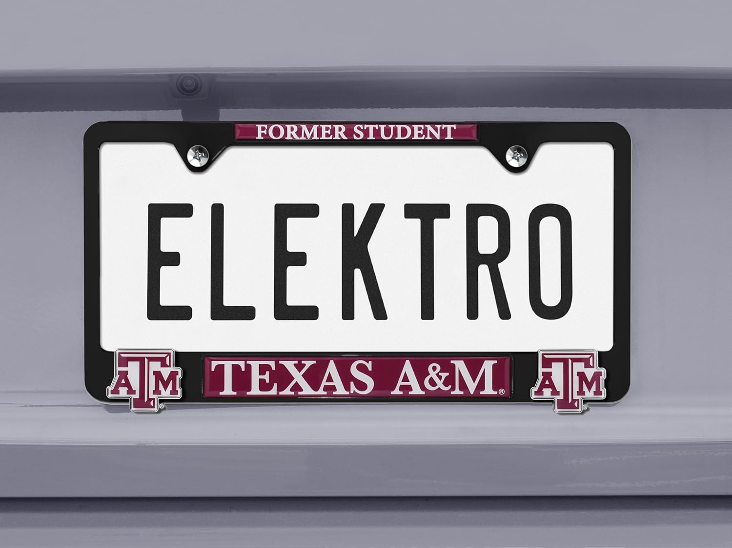 Elektroplate Officially Licensed – Texas A&M University Former Student Black Metal License Plate Frame with 3D Logos affixed | Premium Metal Car Tag Holder | Weather-Proof Automotive Accessory