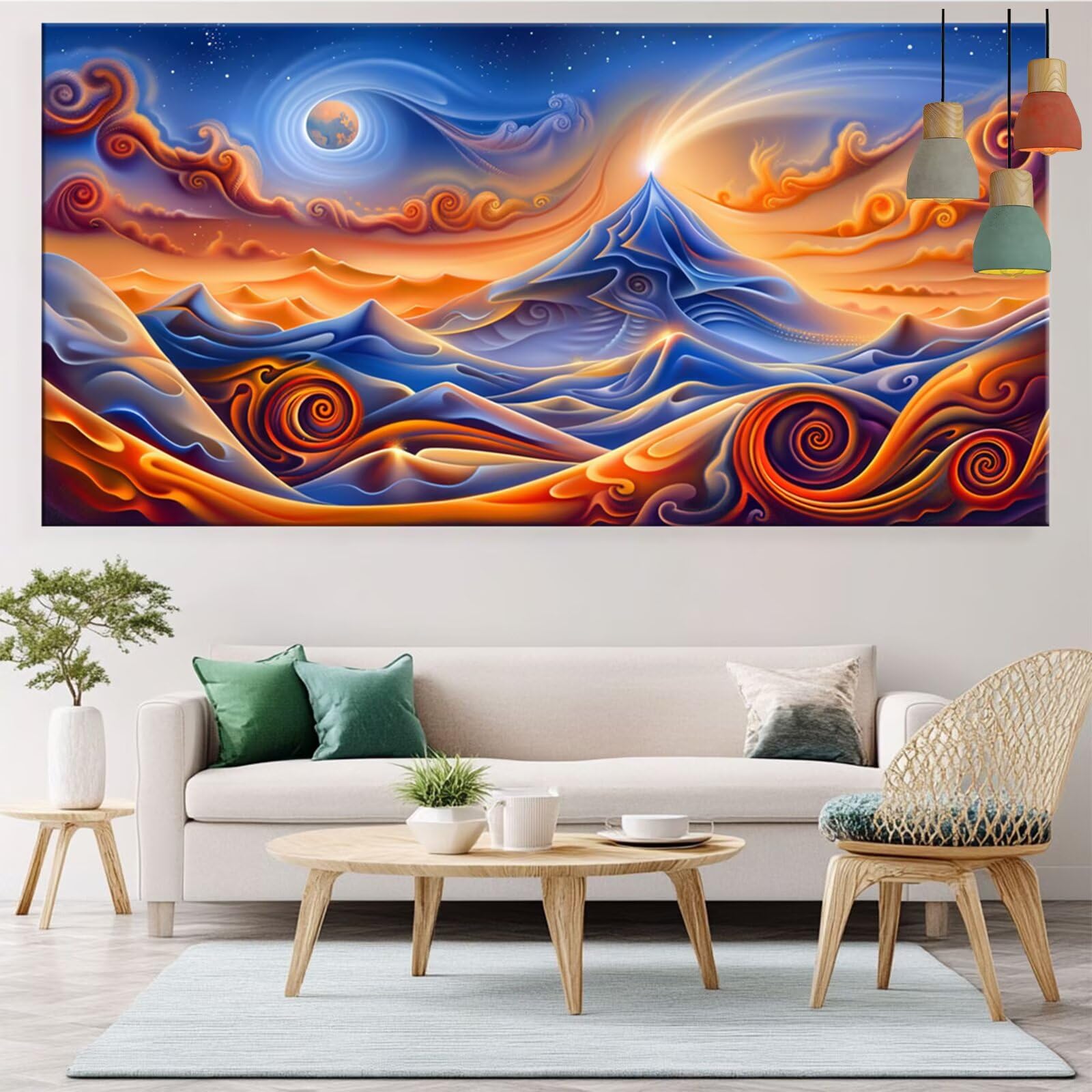 Diamond Painting Berg Diamond Painting Erwachsene Abstrakt Bastelset Kinder ab 6 Jahre Mosaikherstellung Kreatives Geschenke für Mädchen Anfänger, Diamant Strass Arts Craft Zimmer Deko 70x140cm Y5-952