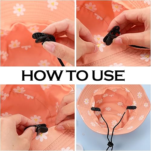 Miniatura 4 de SATINIOR 2 clips ajustables para correa de sombrero con cerraduras de cordón para golf, pesca y otros deportes