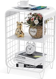 APEXCHASER Cute Nightstand,Metal Side Table,3 Tier End Table with Storag...