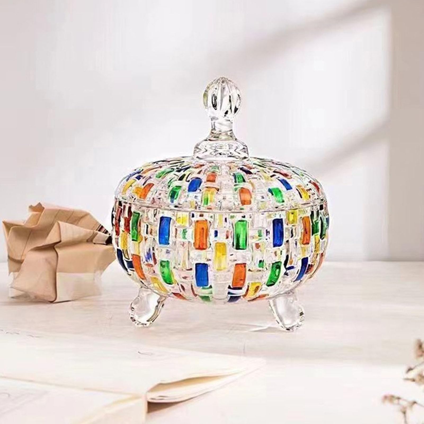 Luocute Vaso in Vetro Dipinto a Mano, Contenitore Trasparente con (D316)