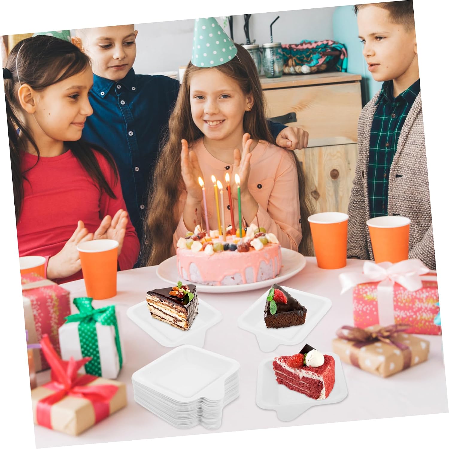 Didiseaon Elegant Square Paper Plates 100 Pcs Disposable Dinner Cake Plates Leak-resistant for Parties Choice