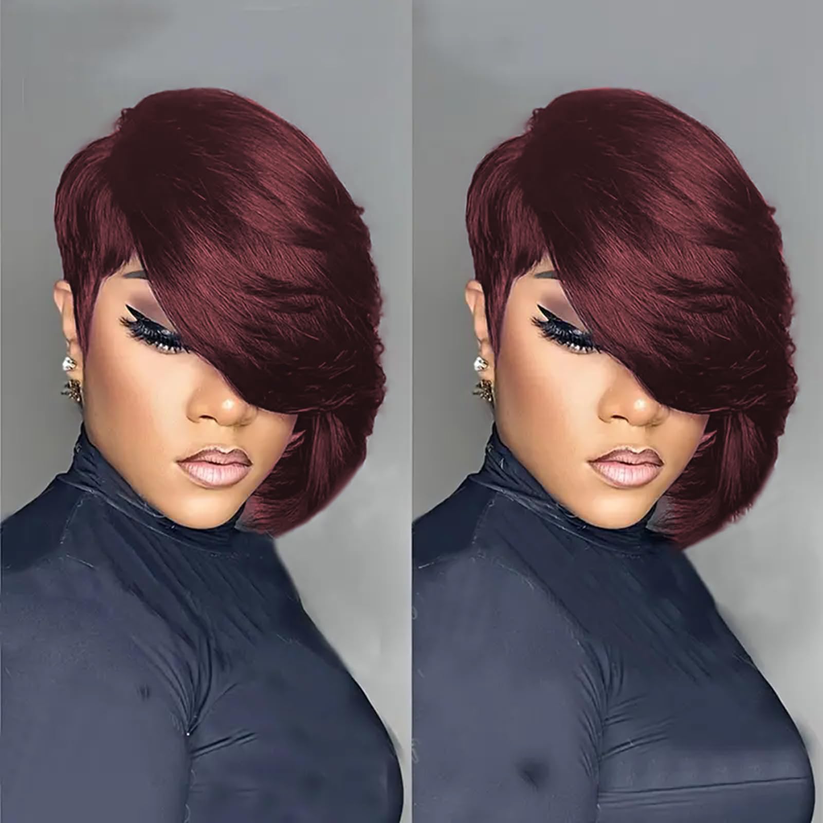 100 Human Hair Pixie Cut Wig Short Layered Bob Side Part Bangs Glueless Wear Go Amazon.com : YKHJH Pixie Cut Wig Human Hair,Glueless Wigs  main image 4