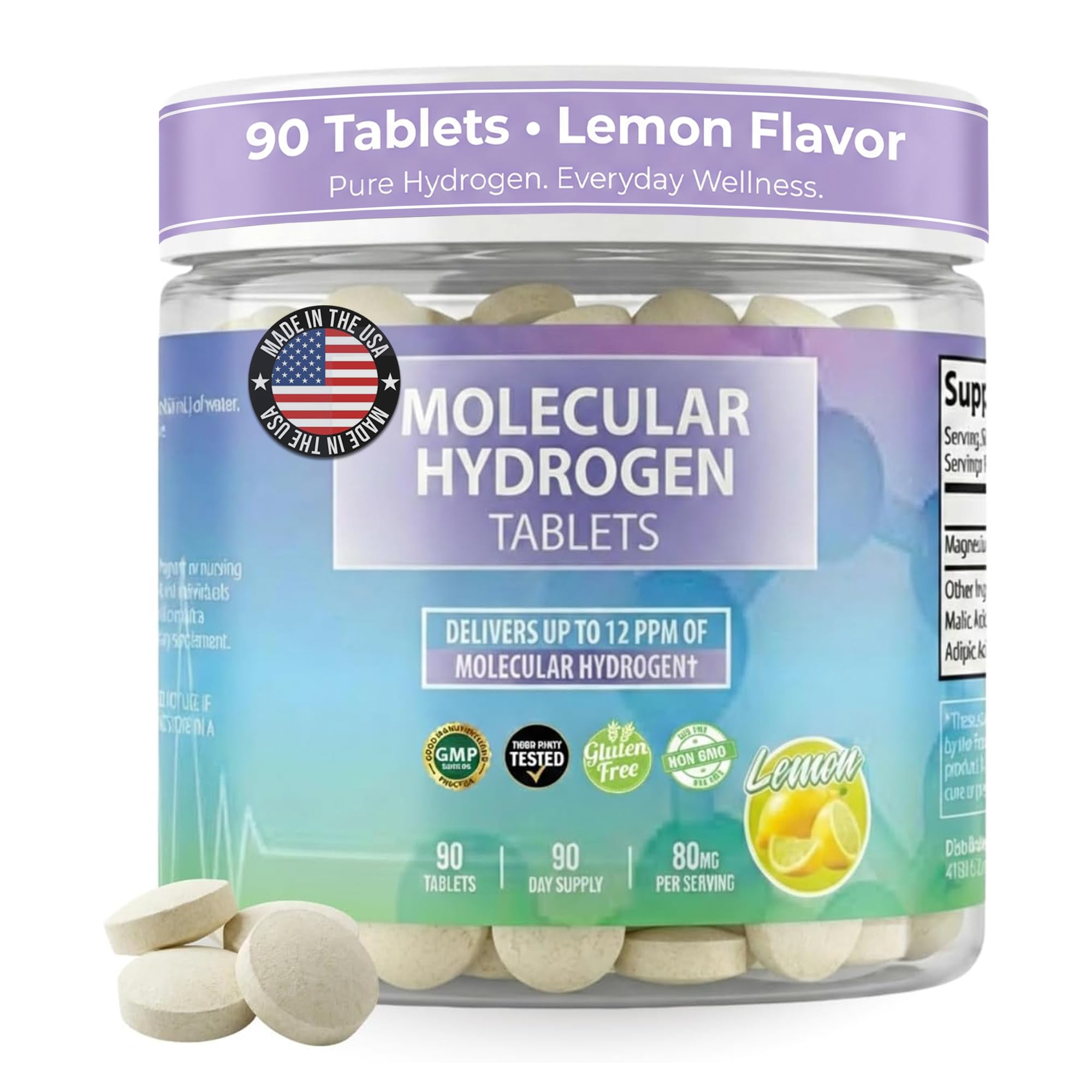 Body C.E.O. Hydrogen Water Tablets with Magnesium, Lemon Flavor, 90 Count
