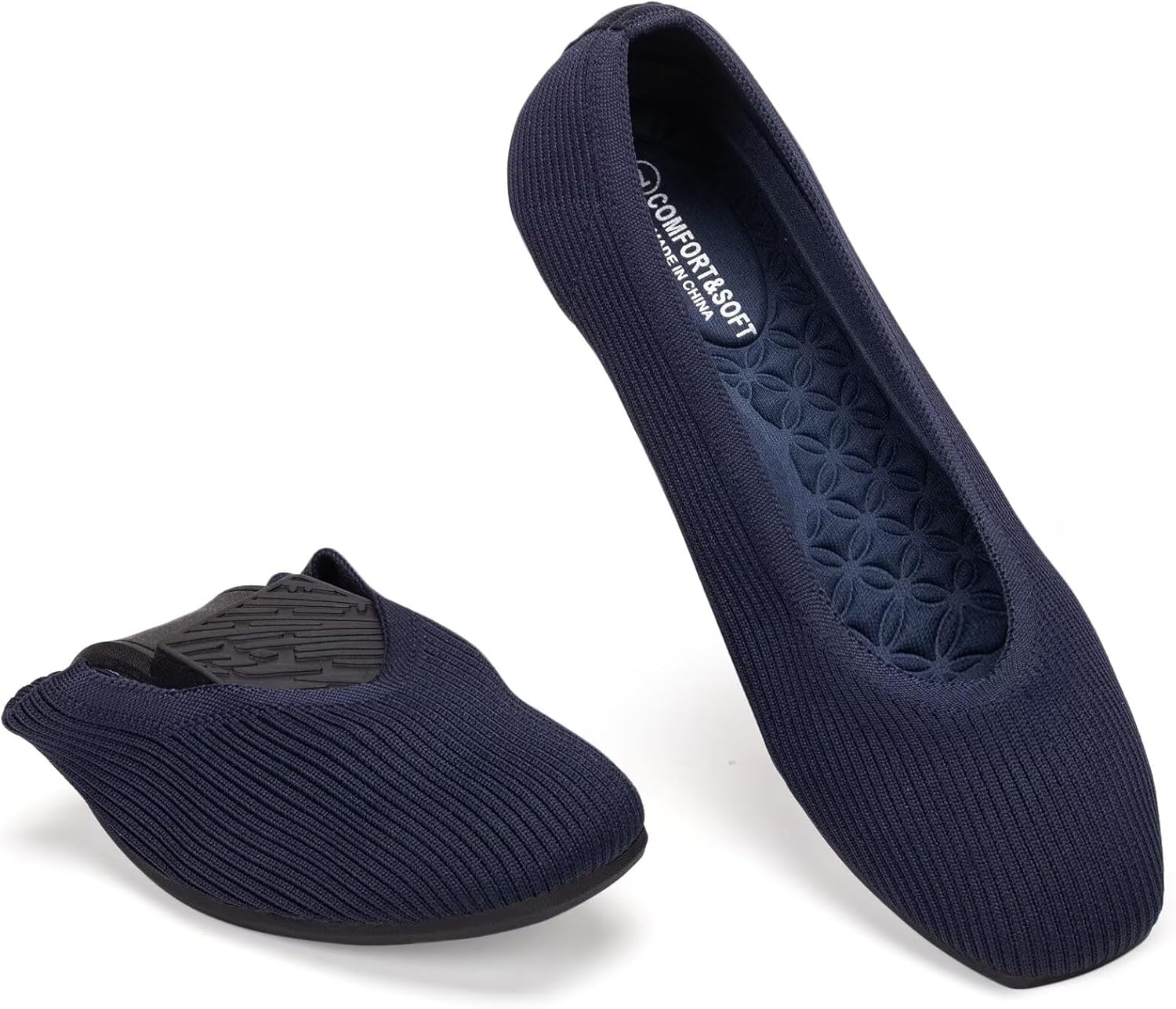 Frank Mully Womens Square Toe Flat Shoes Comfortable Knitted Flats Work Flats for Woman - Image 3