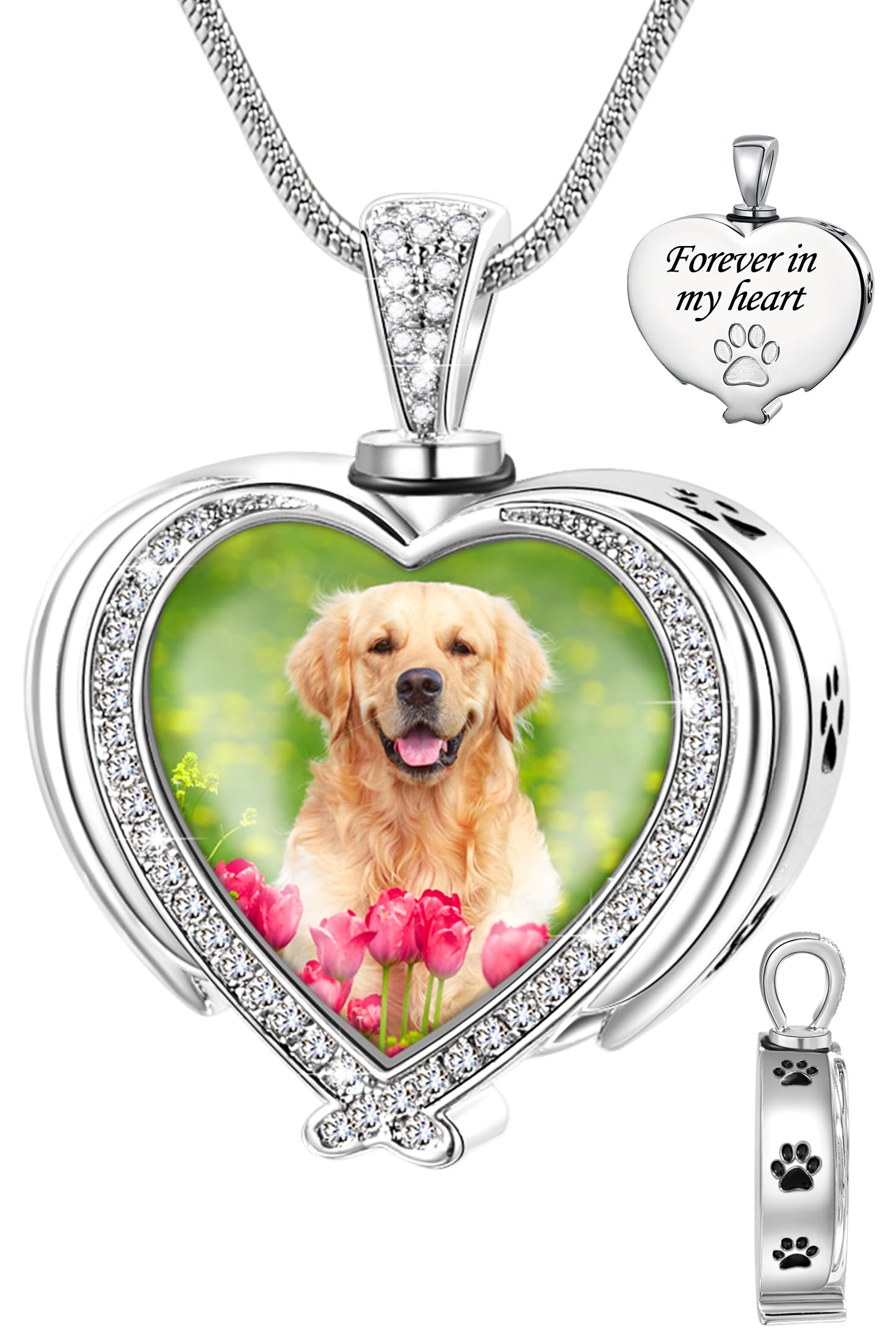 Farfume Pet Ashes Necklaces Personalized Picture & Quate Memorial Gifts for Loss of Dog and Cat Urn Cremation jewelry Paw Print Necklaces Pets Loss Sympathy Gift — image 1