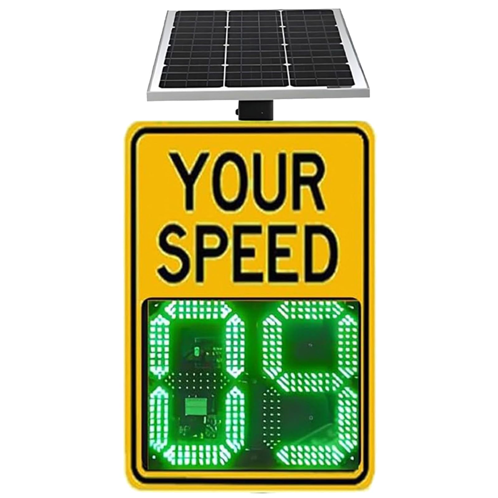 Señal de límite de velocidad de radar con energía solar, placa de retroalimentación LED, de aluminio, visibilidad de más de 500 m, temperatura de funcionamiento de -40 °C a 60 °C