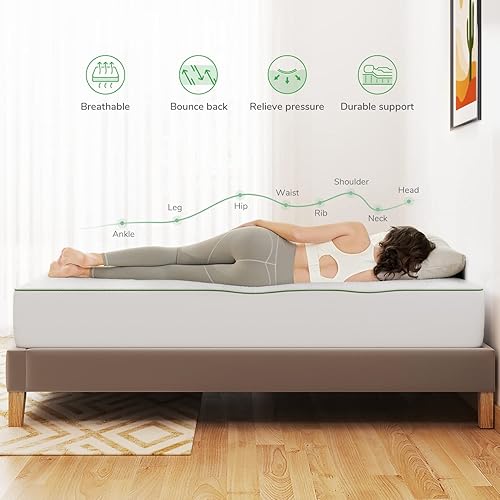 Miniatura 2 de Novilla Colchón individual de espuma viscoelástica de gel de 10 pulgadas, tamaño individual para sueño refrescante y alivio de presión, firmeza