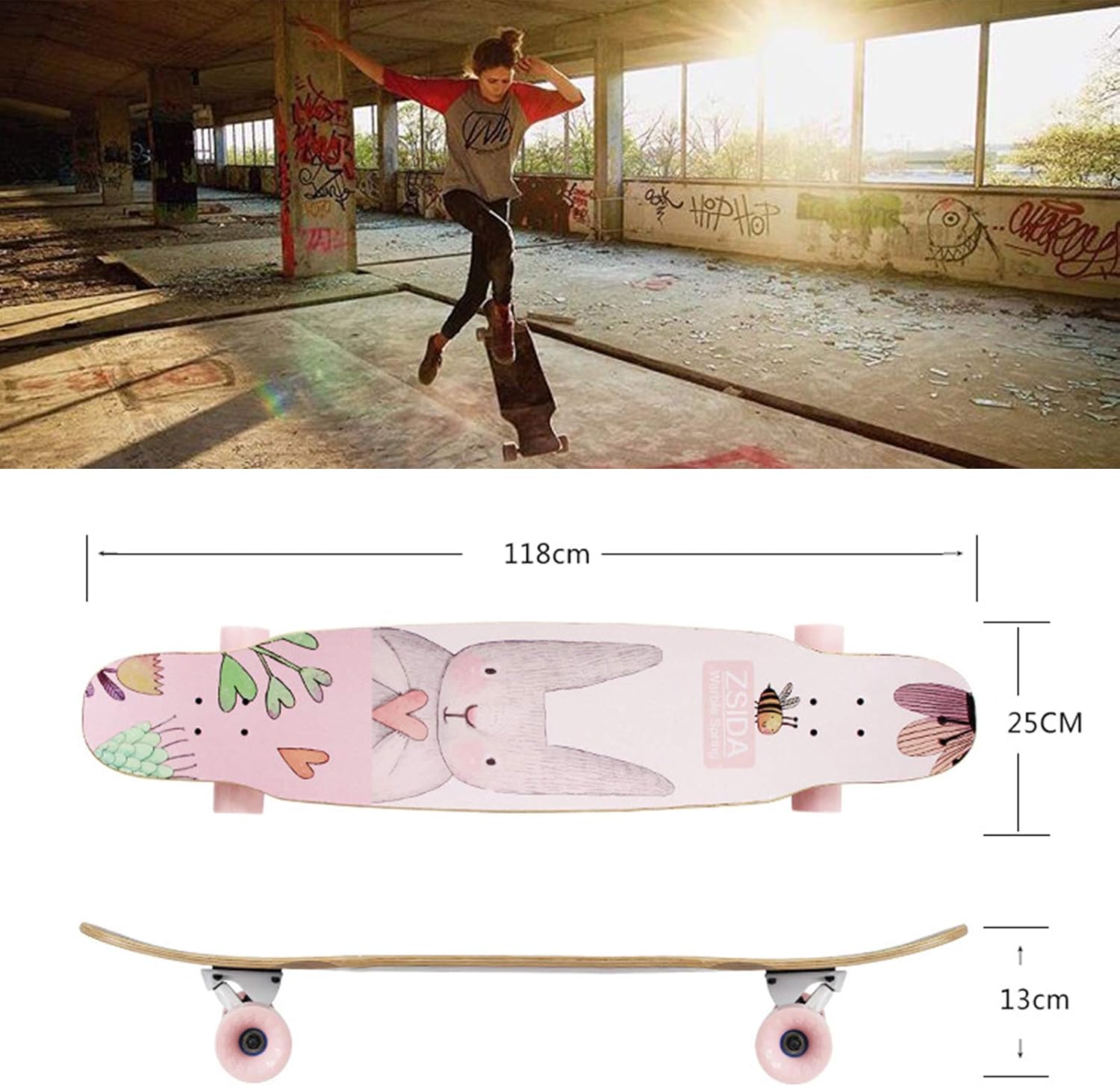 46.5 "ロングボードスケートボードコンプリート7レイヤーメイプルウッドダブルキックコンケーブデッキ初心者用ダンスボード男